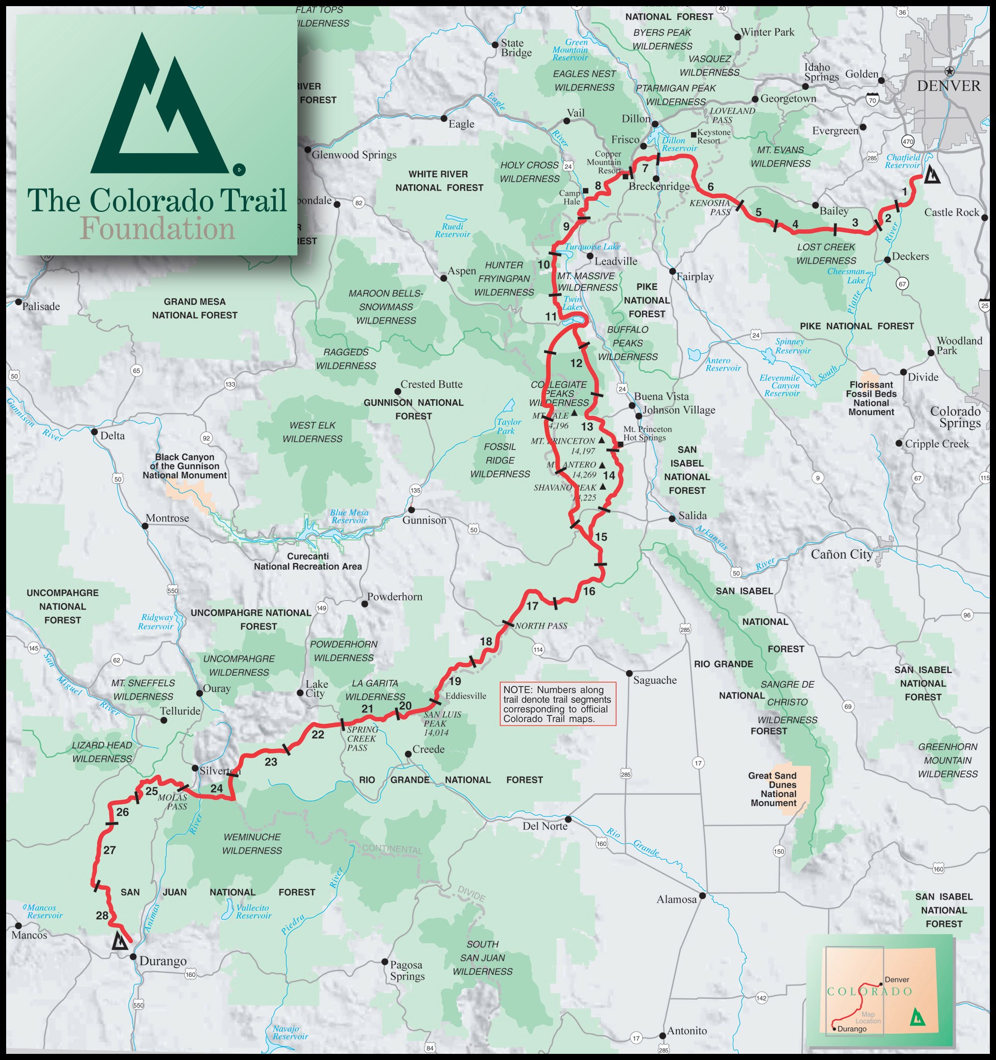 Colorado Trail (CTR) map