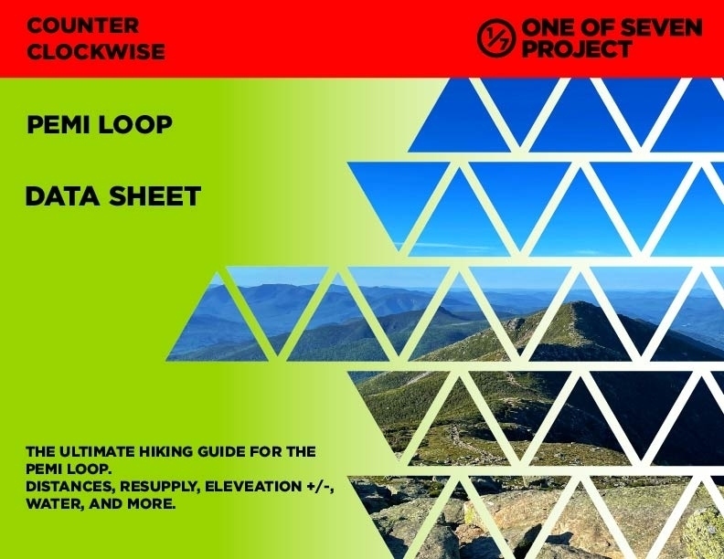Pemi Loop (counter clockwise) Data Sheet, guide, planning aid, hiking, White Mountains, NH