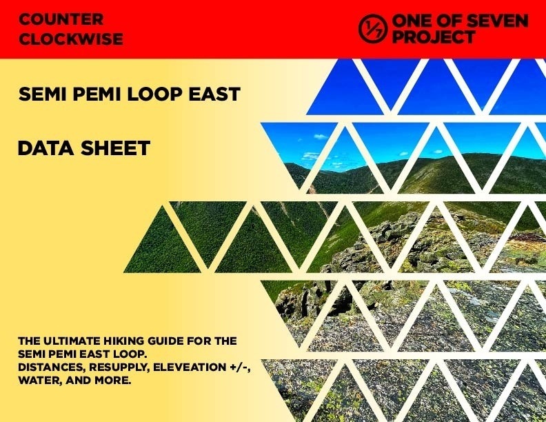 Semi Pemi Loop East (counter clockwise) Data Sheet, guide, planning aid, hiking, White Mountains, NH