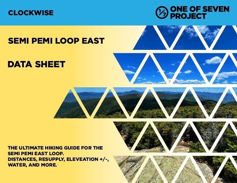 Semi Pemi Loop East (clockwise) Data Sheet, guide, planning aid, hiking, White Mountains, NH