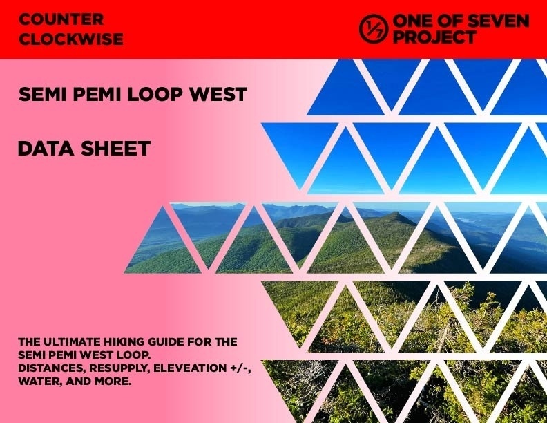 Semi Pemi Loop West (counter clockwise) Data Sheet, guide, planning aid, hiking, White Mountains, NH