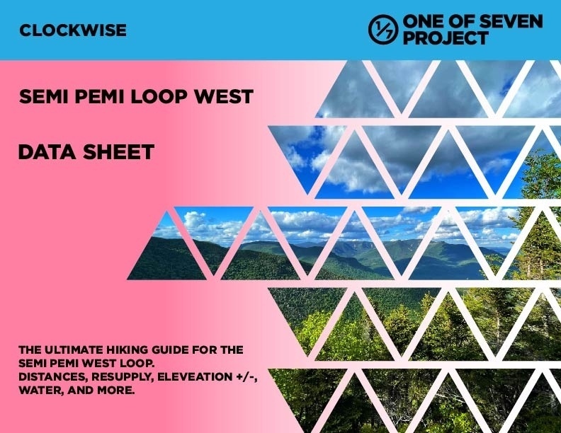 Semi Pemi Loop West (clockwise) Data Sheet, guide, planning aid, hiking, White Mountains, NH