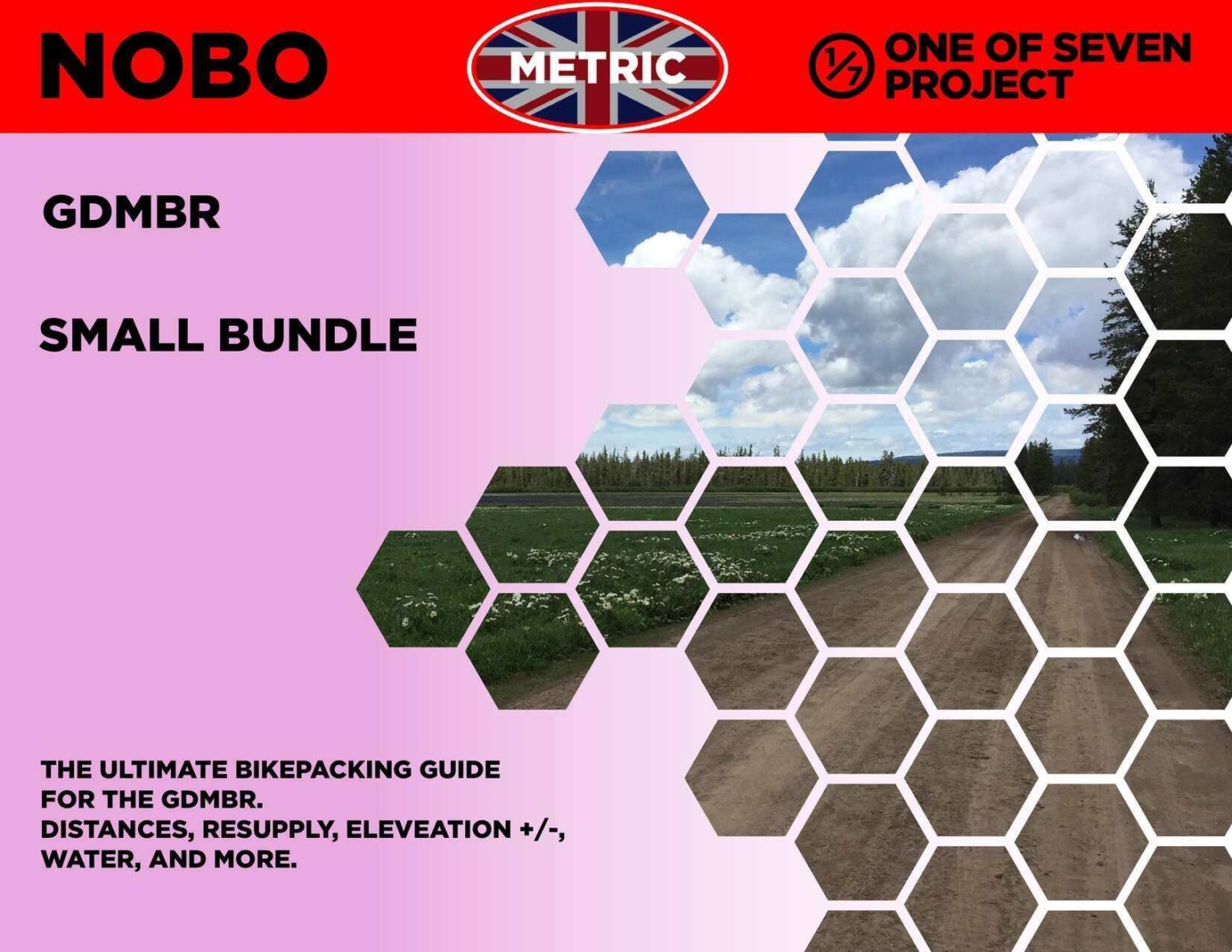 Cover image of the NOBO Metric Small Bundle from the GDMBR Planning Aids, featuring the Data Sheet and Town List in kilometers.