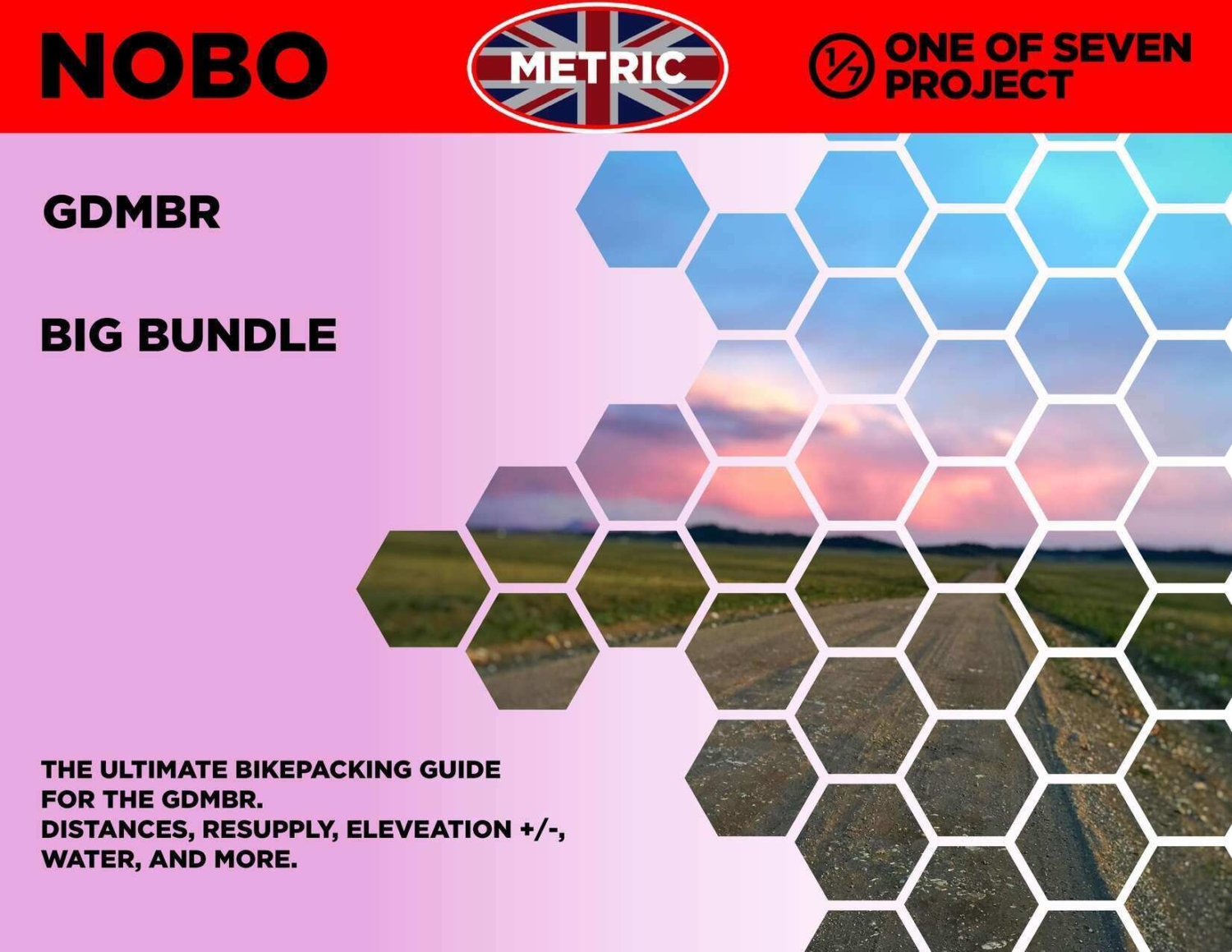 Cover image of the NOBO Metric Big Bundle from the GDMBR Planning Aids, including all four planning tools for northbound riders using kilometers.