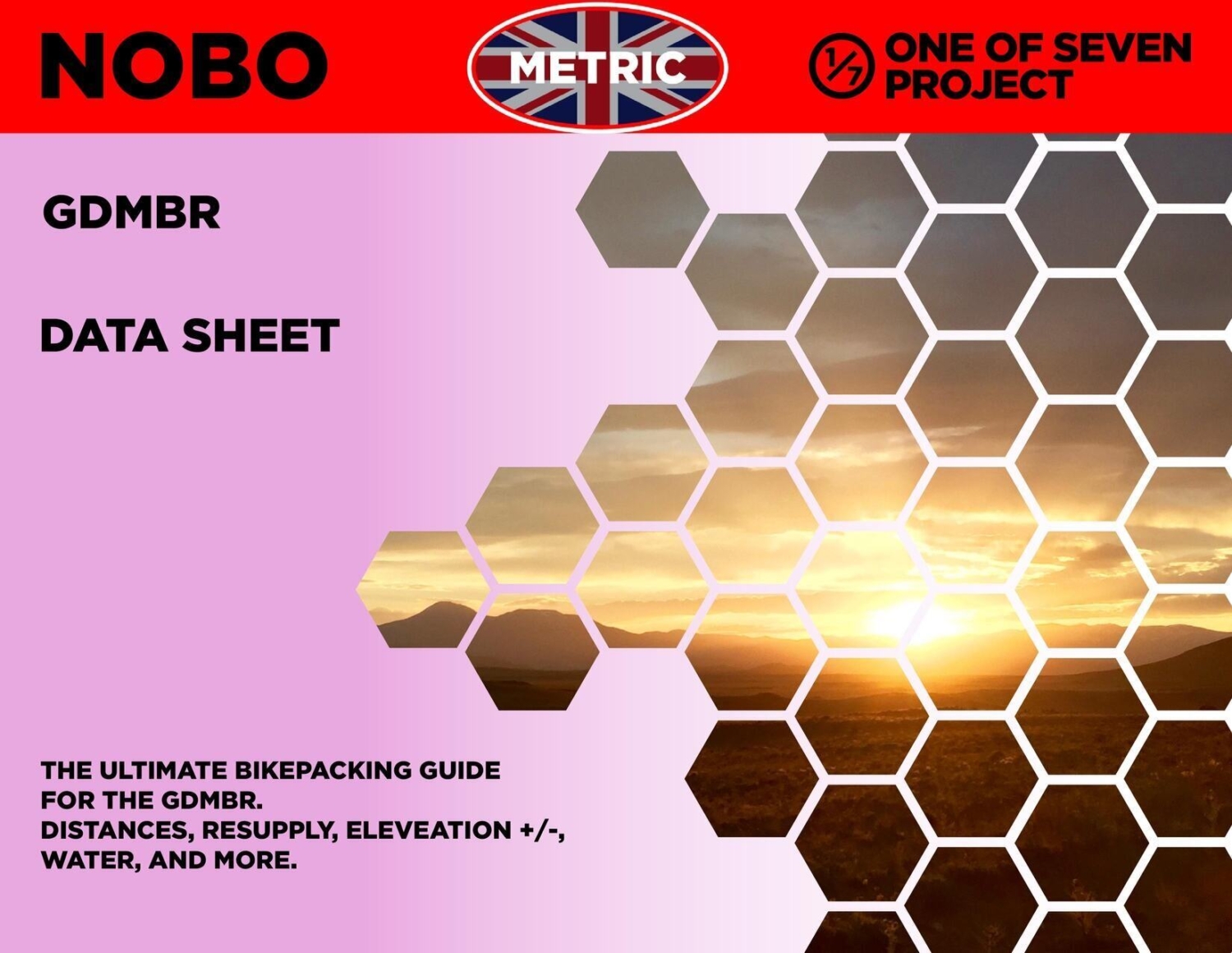 Cover image of the NOBO Metric Data Sheet from the GDMBR Planning Aids, showing detailed route data in kilometers for northbound riders.