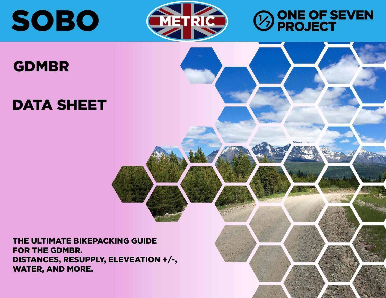 Cover image of the SOBO Metric Data Sheet from the GDMBR Planning Aids, showing detailed route data in kilometers for southbound riders.