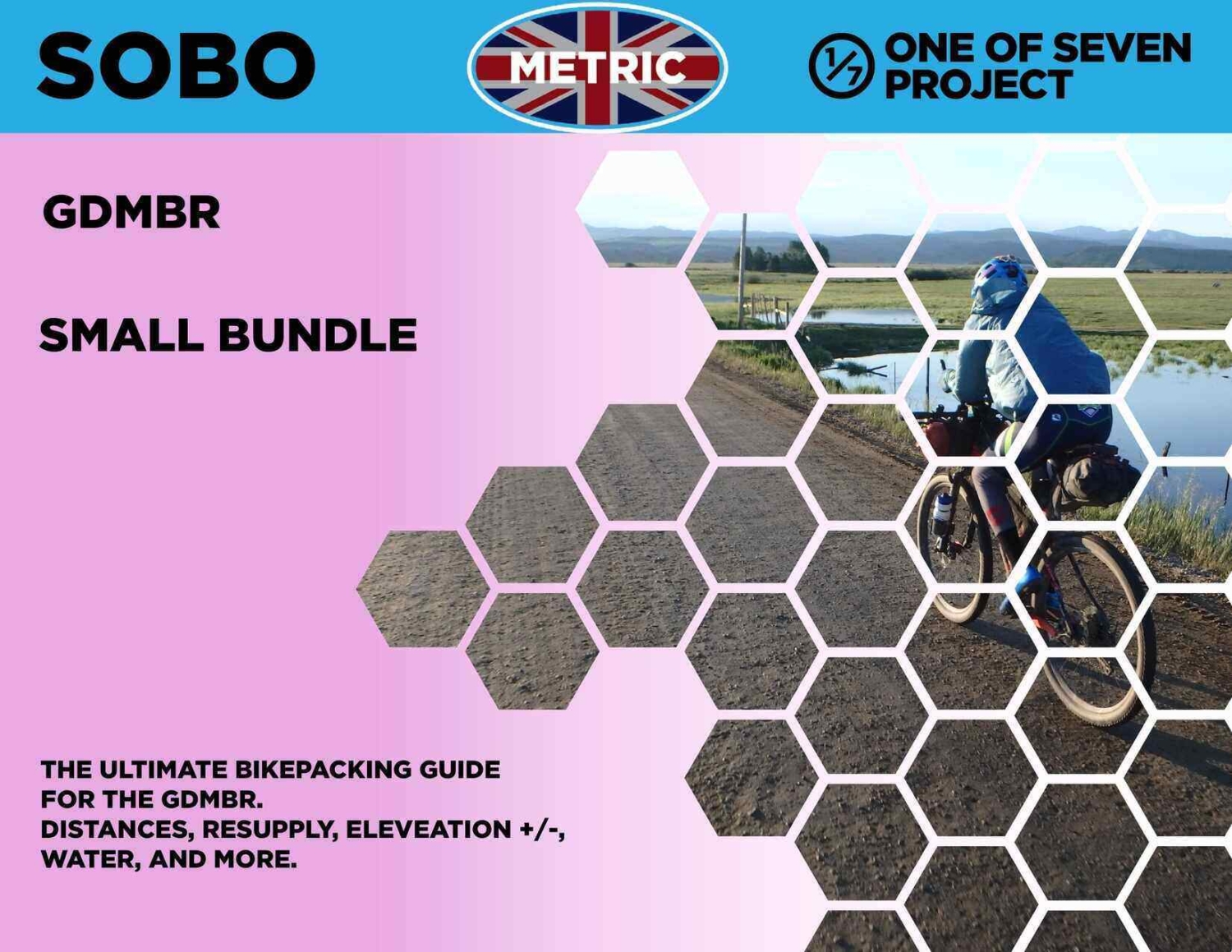 Cover image of the SOBO Metric Small Bundle from the GDMBR Planning Aids, featuring the Data Sheet and Town List in kilometers.