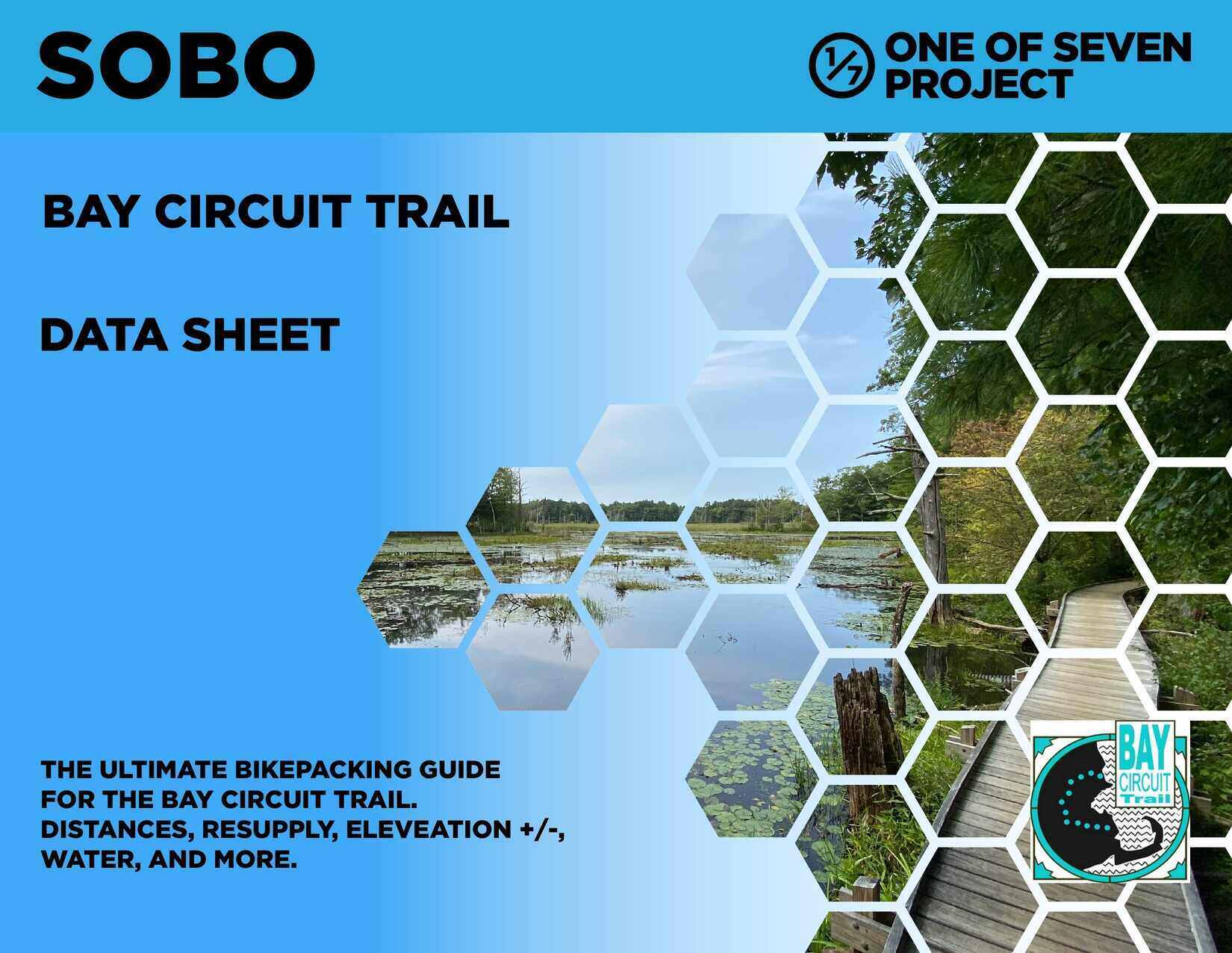 SOBO Data Sheet Cover- Bay Circuit Trail bikeepacking guide planning aids
